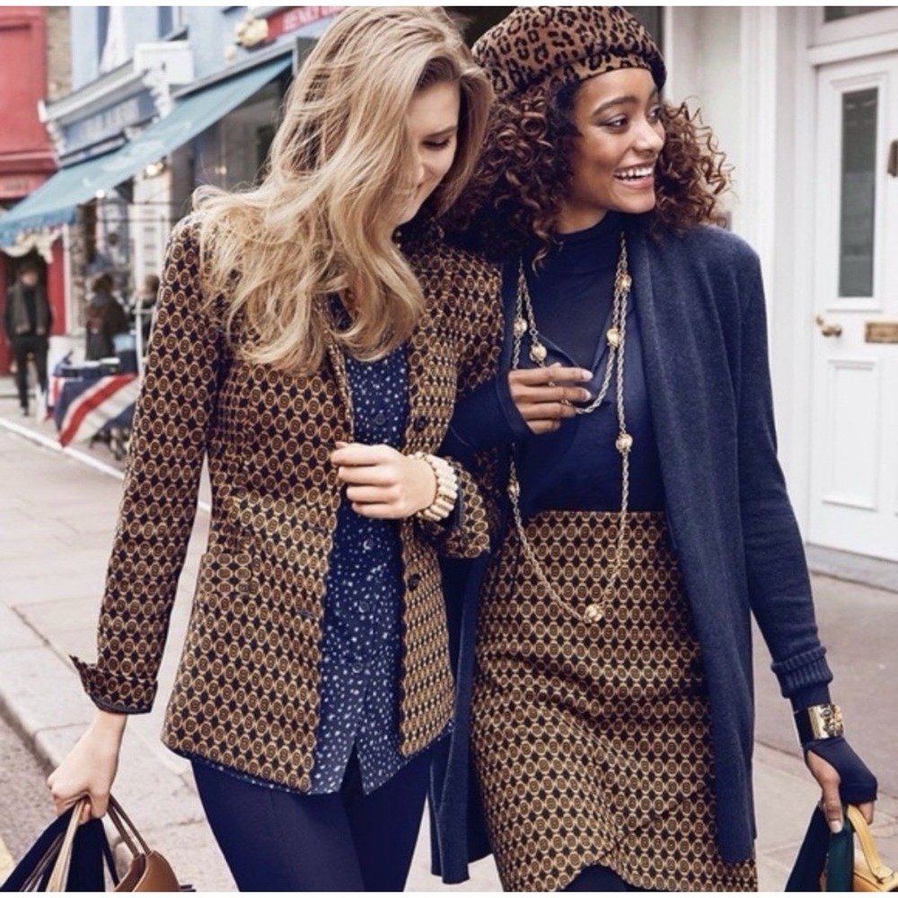 Cabi 3372 Kensington Proper Standout Jacket Knit Medallion Blazer Gold M NEW